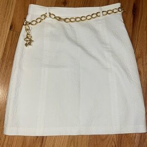 Milky white skirt with gold chain belt size 10